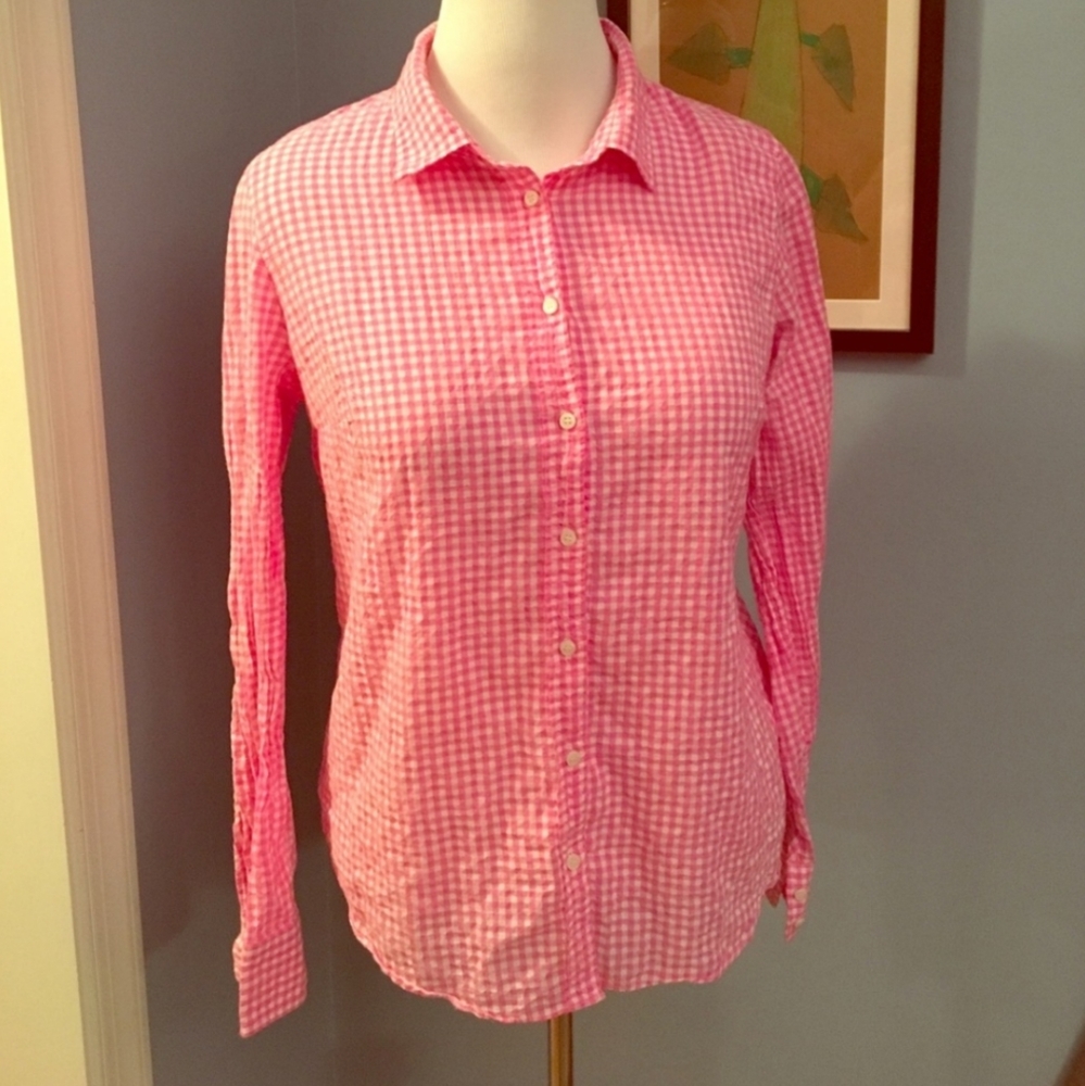 J. Crew Pink and White Button Down